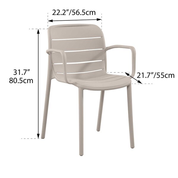 Cream patio stacking chairs